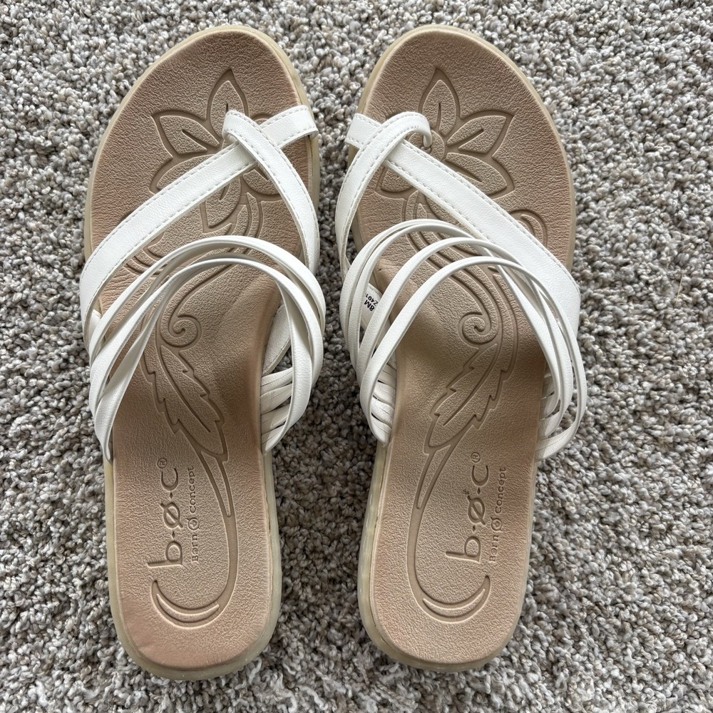 BØC Børn Concept ALISHA Slip On LEATHER Flat SANDALS in White - WOMEN'S Size 8